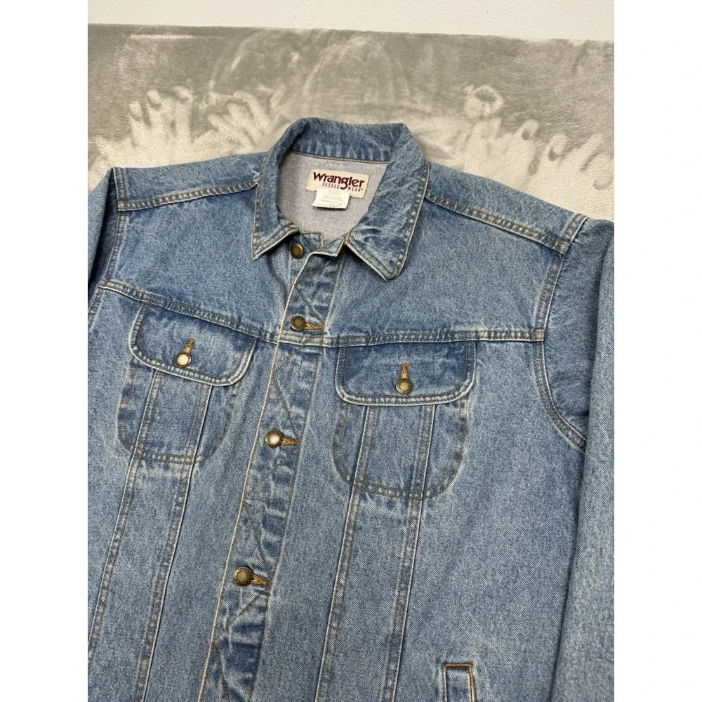 Vintage Wrangler Denim Jacket Mens Large Jean Button Trucker Western 90s Y2K